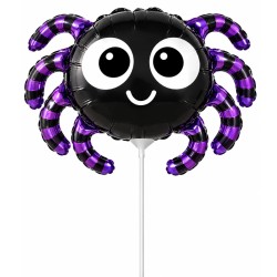 Globo Foil Mini Araña Negra y Morada 23 cm Halloween  | Ducaval | Env