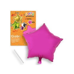 Globo estrella rosa poliamida tubito  |Ducaval | Envios 24/48 horas