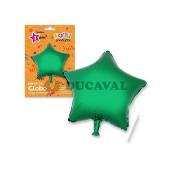 Globo estrella verde poliamida tubito 49x46cm
