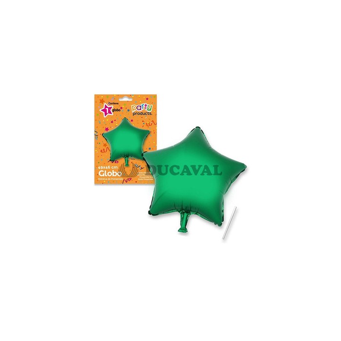 Globo estrella verde poliamida tubito 49x46cm