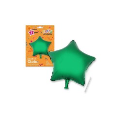 Globo estrella verde poliamida tubito 49x46cm