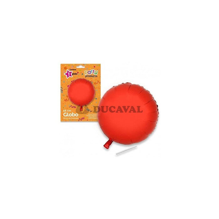 Globo circular rojo poliamida tubito 49x46cm