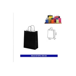 Bolsa papel c/ asa 20x24 negra Ducaval envios 24/48 horas