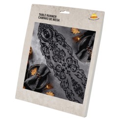 Mantel De Encaje Negro De Calaveras 180x35cm | Ducaval | Envíos 24/48