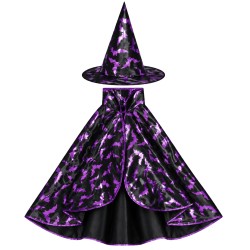 Set De Bruja Negro Y Lila Infantil Con Capa Y Sombrero | Ducaval | En