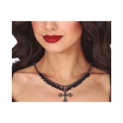 Collar en forma de Cruz con Piedras negras | Ducaval | Envías 24/48 h