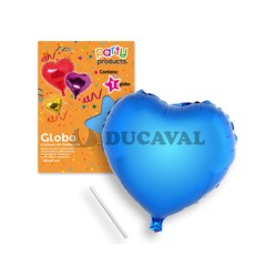 Globo corazón azul poliamida tubito 49x46cm