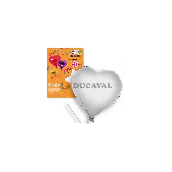 Globo corazón plata poliamida tubito 49x46cm