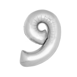 Globo número 9 poliamida color plata 115cm.|Ducaval | Envios 24/48 ho