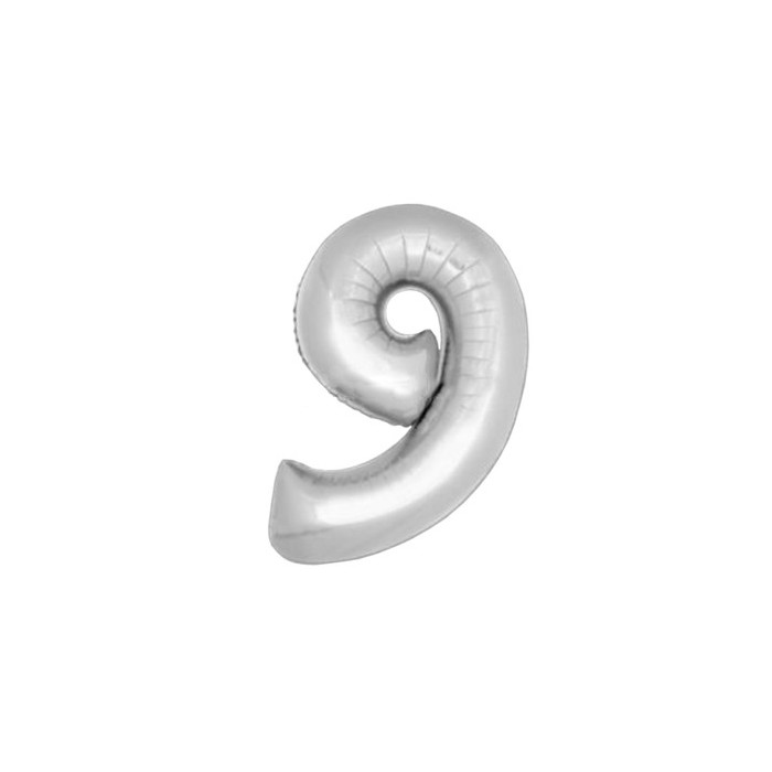 Globo número 9 poliamida color plata 115cm.|Ducaval | Envios 24/48 ho