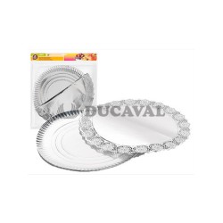 Bandeja redonda plata con blonda 35cm | Ducaval | Envíos 24/48 horas