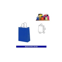 Bolsas papel c/ asa azul 24x34. Ducaval envios 24/48 horas