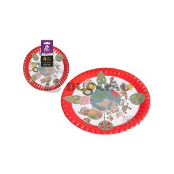 Plato llano animales granja 23cm 4ud  Disfraces Ducaval
