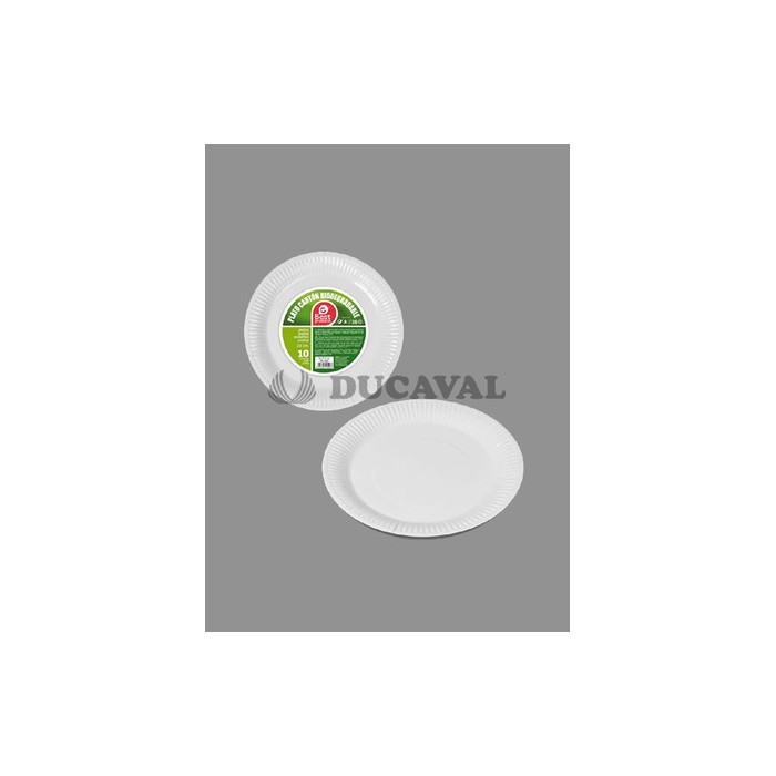 Plato cartón blanco biodegradable 23cm s/10