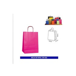 Bolsas papel c/ asa 24x34 magenta. Ducaval envios 24/48 horas