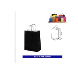 Bolsa papel c/ asa 24x34 negra. Ducaval envios 24/48 horas