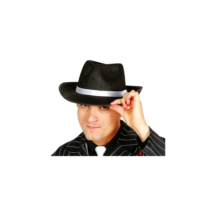 Sombrero ganster negro cinta blanca | Ducaval |
