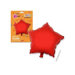 Globo estrella rojo poliamida tubito 49x46cm.