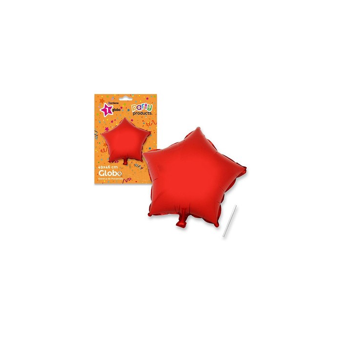 Globo estrella rojo poliamida tubito 49x46cm.