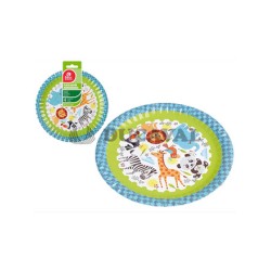 Plato llano animales 23cm 4ud  Disfraces Ducaval