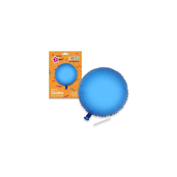 Globo circular azul poliamida tubito 49x46cm