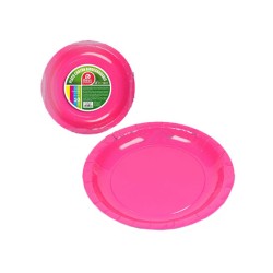 Plato cartón fucsia 20cm  Disfraces Ducaval