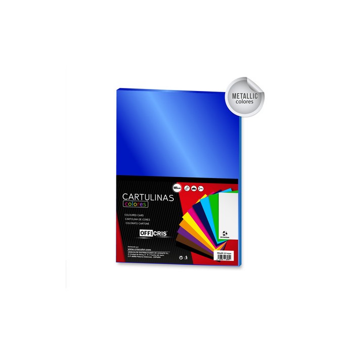 Cartulina metalizada azul 50x65cm | Ducaval | Envíos 24/48 horas