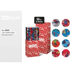 Papel regalo 70cm x 2m Marvel | Ducaval | Envías 24/48 horas 