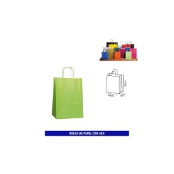 Bolsa papel c/asa 20+8x24 verde| Ducaval | Envías 24/48 horas 