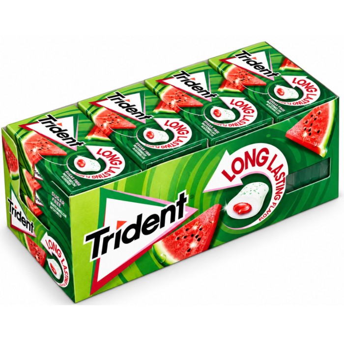 Trident Sandía Long Lasting – Chicles Sin Azúcar 16 Packs | Ducaval |