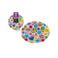 Plato llano caras sonrientes 18cm 6ud  Disfraces Ducaval