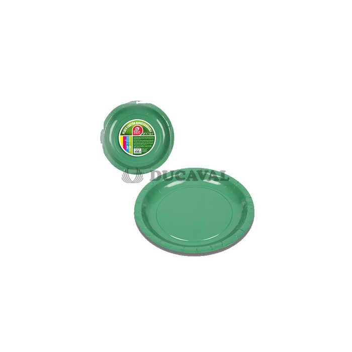 Plato cartón verde 20cm 10ud  Disfraces Ducaval
