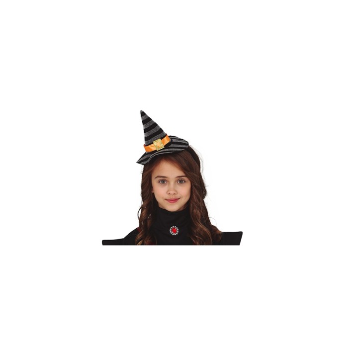Diadema mini sombrero bruja plata/negro | Ducaval | Envíos 24/48 hora