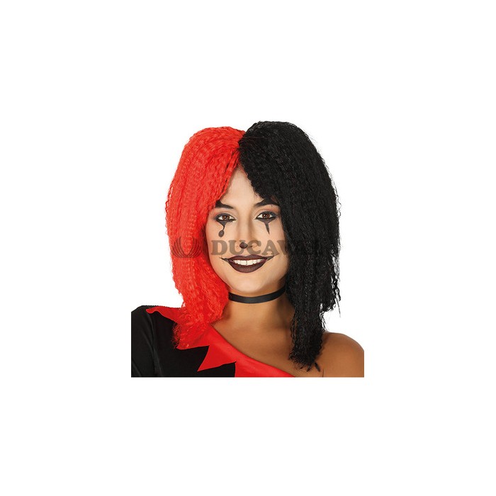 Peluca melena roja y negra
