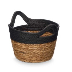 Cesto redondo alto negro 21x19cm con asas | Ducaval | Envíos 24/48 ho