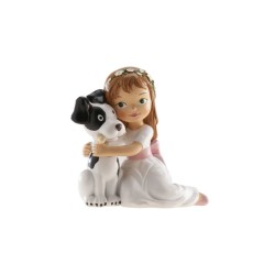 Niña comunión sentada con perro 11.5cm | Ducaval | Envíos 24/48 horas