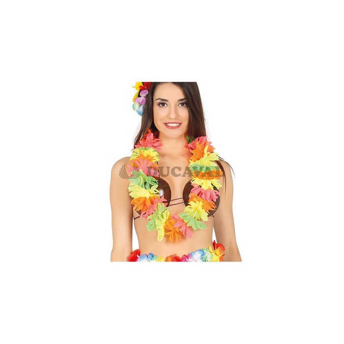 Collar hawaiano multicolor neon