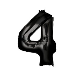 Globo foil número 4 negro 86cm | Ducaval | Envíos 24/48 horas