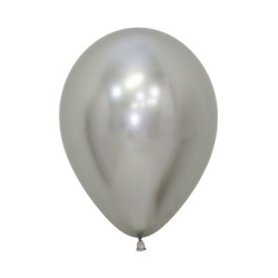 Globo látex plata reflex 12.50cm (50 unidades)  Disfraces Ducval env