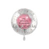 Globo foil MI PRIMERA COMUNIÓN paloma rosa 17" 43cm