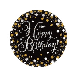 Plato happy bday 23cm spark gold M8H2 | Ducaval | Envíos 24/48 horas