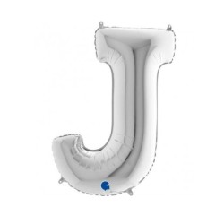 Globo foil letra J plata 86cm | Ducaval | Envíos 24/48 horas