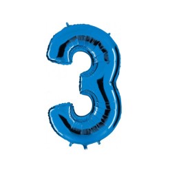 Globo foil número 3 azul  | Ducaval |Envíos 24/48 horas