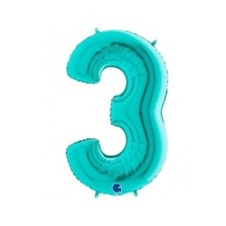 Globo número 3 poliamida color tiffany 40" | Ducaval | Envíos 24/48 h