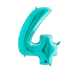 Globo número 4 poliamida color tiffany 40" | Ducaval | Envíos 24/48 h