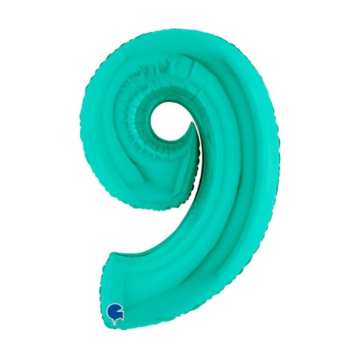 Globo número 9 poliamida color tiffany 40" | Ducaval | Envíos 24/48 h