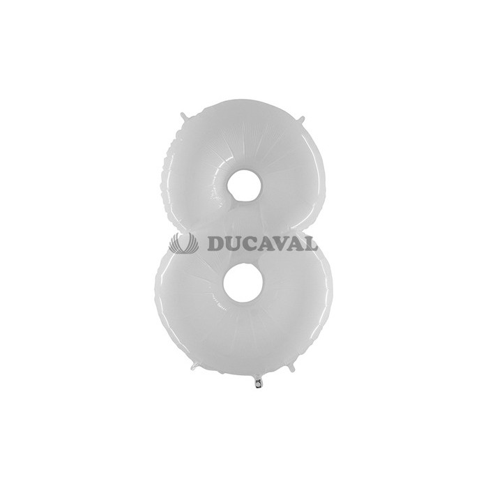 Globo foil número 8 blanco fluorescente | Ducaval | Envíos 24/48 hora