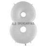 Globo foil número 8 blanco fluorescente | Ducaval | Envíos 24/48 hora