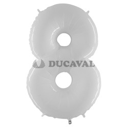 Globo foil número 8 blanco fluorescente | Ducaval | Envíos 24/48 hora