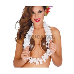 Collar hawaiano blanco  Disfraces Ducaval